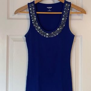 Express Royal Blue Embellished Tank